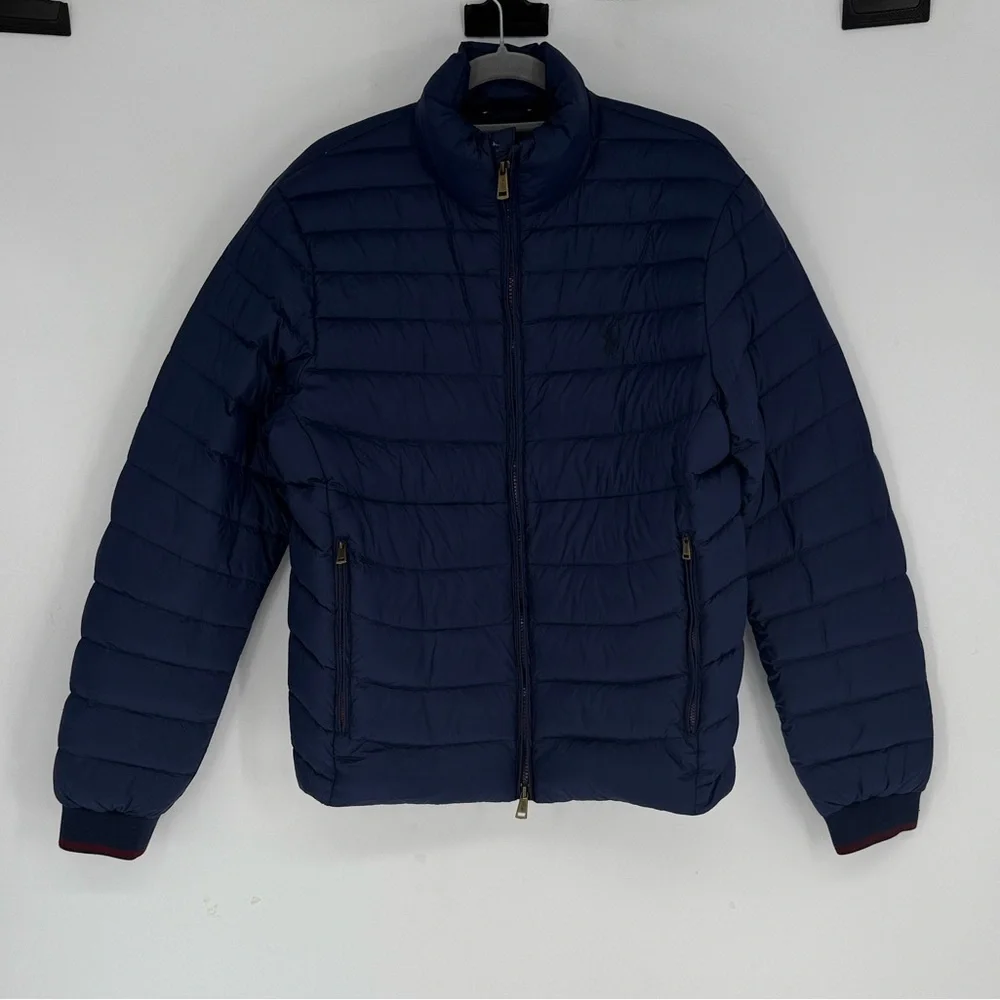 Men's Polo Ralph Lauren foldable quilted jacket navy blue,water repellent sz sp